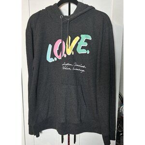 Aeropostale Aero One‎ LOVE Pullover Hoodie Gray Multi Unisex Large Long Sleeve